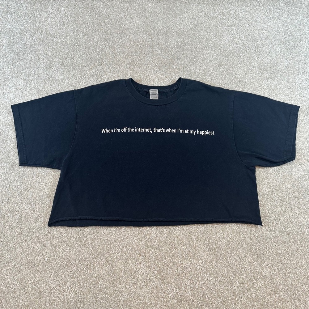 Logic Rapper Merch Black Cropped Graphic T-Shirt Off The Internet Size Large
